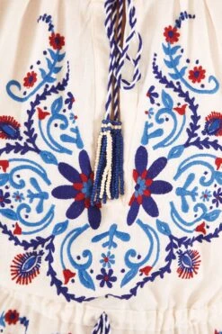 Farm Rio Off-White Navy Embroidered Midi Dress 12 Farm Rio Off-White Navy Embroidered Midi Dress -Farm Rio Store 298412 05