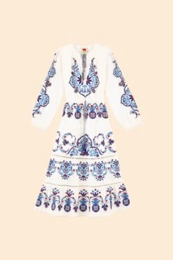 Farm Rio Off-White Navy Embroidered Midi Dress 13 Farm Rio Off-White Navy Embroidered Midi Dress -Farm Rio Store 298412 06