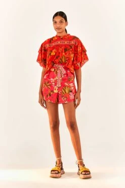 Red Secret Garden Organic Cotton Blouse 10 Red Secret Garden Organic Cotton Blouse -Farm Rio Store 299824 04