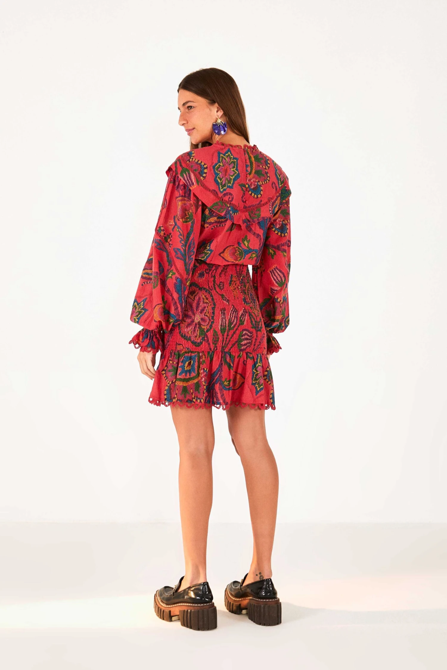 Farm Rio Red Sunset Tapestry Mini Dress 6 Farm Rio Red Sunset Tapestry Mini Dress - Image 4