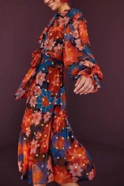 Farm Rio Navy Garden Lenzing™ Ecovero™ Viscose Midi Dress 8 Farm Rio Navy Garden Lenzing™ Ecovero™ Viscose Midi Dress -Farm Rio Store 301806 02