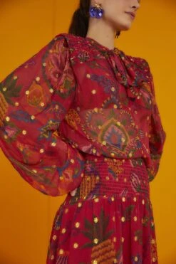 Farm Rio Red Sunset Tapestry Embroidered Maxi Dress -Farm Rio Store 301808 04 1