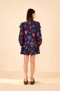 Farm Rio Navy Ikat Dyed Hearts Mini Dress 9 Farm Rio Navy Ikat Dyed Hearts Mini Dress -Farm Rio Store 301817 04
