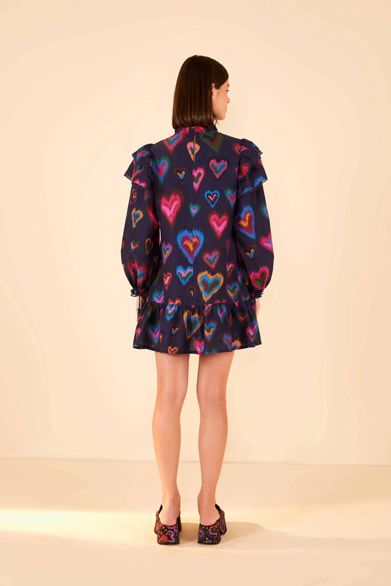 Farm Rio Navy Ikat Dyed Hearts Mini Dress 5 Farm Rio Navy Ikat Dyed Hearts Mini Dress - Image 3