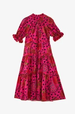 Farm Rio Pink Snake Fruit Organic Cotton Midi Dress 9 Farm Rio Pink Snake Fruit Organic Cotton Midi Dress -Farm Rio Store 301829 04