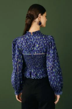 Farm Rio Blue Leopard Pop Blouse -Farm Rio Store 301831 03