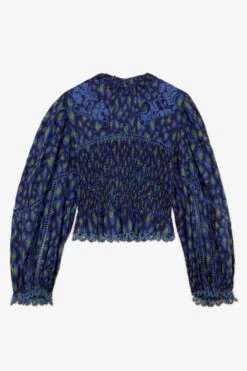 Farm Rio Blue Leopard Pop Blouse -Farm Rio Store 301831 06