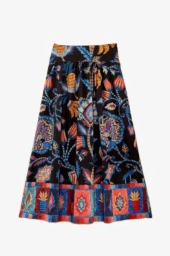 Farm Rio Black Sunset Tapestry Organic Cotton Midi Skirt 9 Farm Rio Black Sunset Tapestry Organic Cotton Midi Skirt -Farm Rio Store 301874 04