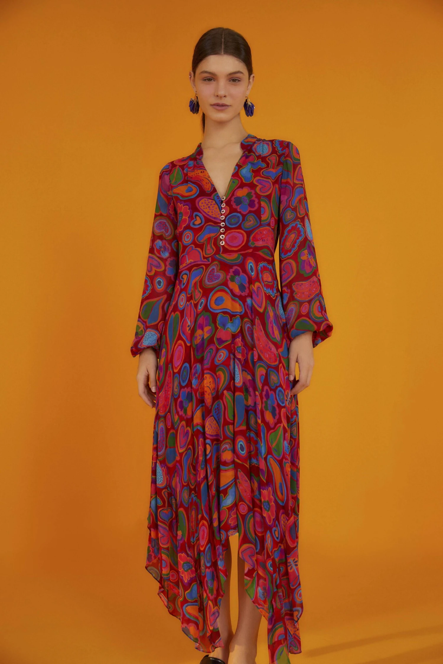 Farm Rio Red Lisa Sheer Midi Dress 3 Farm Rio Red Lisa Sheer Midi Dress