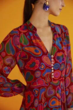 Farm Rio Red Lisa Sheer Midi Dress 8 Farm Rio Red Lisa Sheer Midi Dress -Farm Rio Store 301903 02