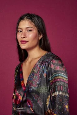 Farm Rio Black Mixed Scarves Mini Dress -Farm Rio Store 301909 03 1