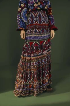 Farm Rio Blue Ainika Tapestry Maxi Skirt 9 Farm Rio Blue Ainika Tapestry Maxi Skirt -Farm Rio Store 301951 02