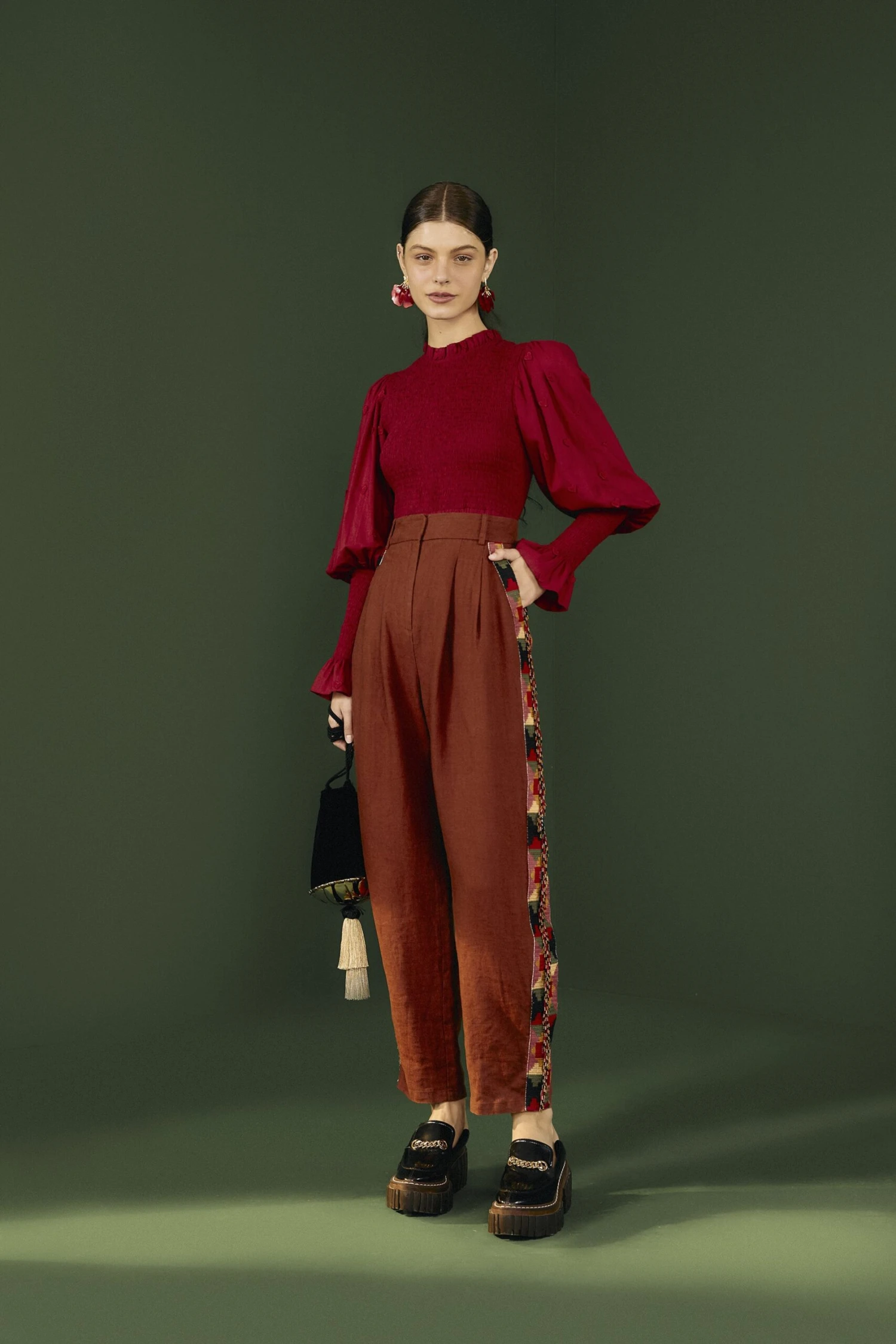 Farm Rio Burgundy 3D Hearts Blouse 3 Farm Rio Burgundy 3D Hearts Blouse