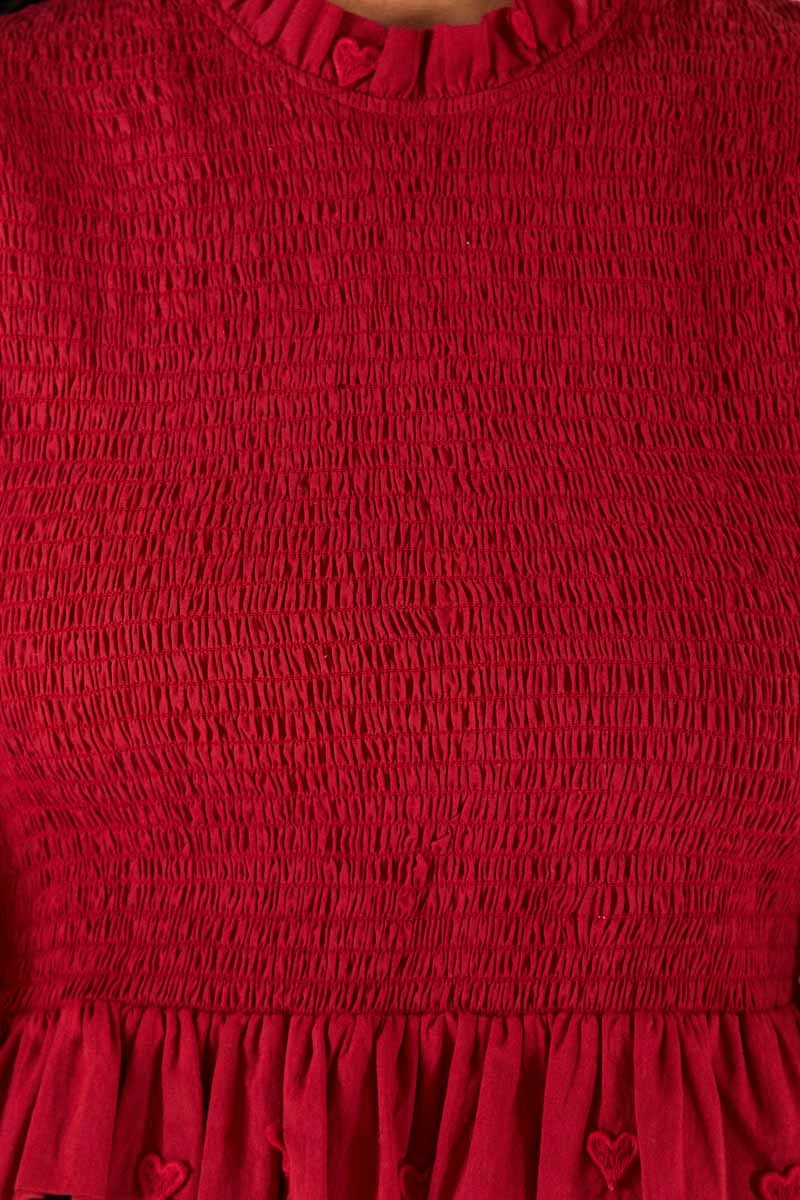 Farm Rio Burgundy 3D Hearts Blouse 7 Farm Rio Burgundy 3D Hearts Blouse - Image 5