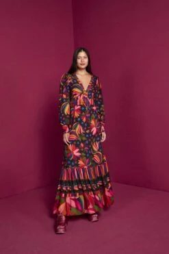 Farm Rio Black Banana Sky Lenzing™ Ecovero™ ViscoseMaxi Dress -Farm Rio Store 302687 04