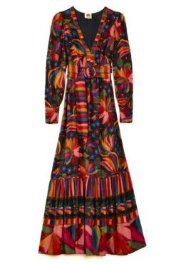 Farm Rio Black Banana Sky Lenzing™ Ecovero™ ViscoseMaxi Dress -Farm Rio Store 302687 06