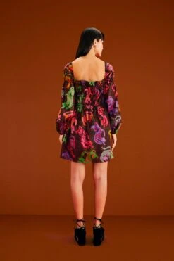 Farm Rio Black Wild Leopards Mini Dress -Farm Rio Store 303763 03