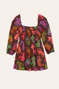 Farm Rio Black Wild Leopards Mini Dress -Farm Rio Store 303763 05