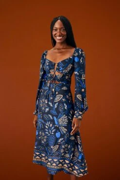 Farm Rio Black Macaw Forest Midi Dress