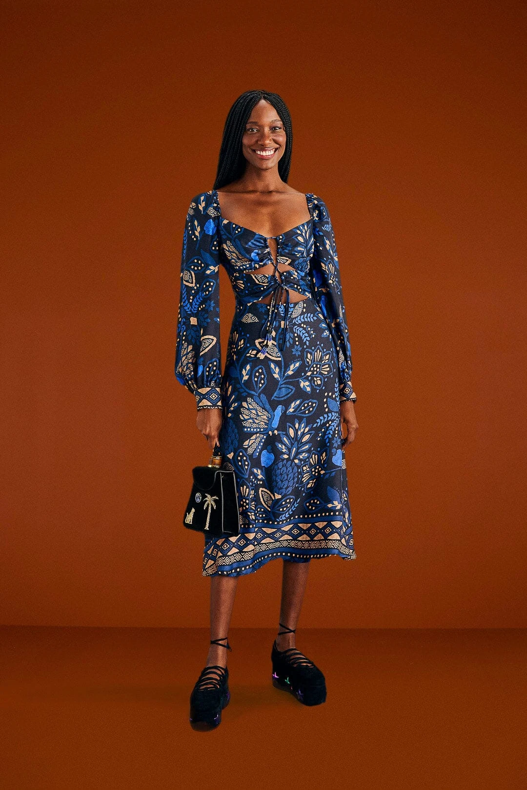 Farm Rio Black Macaw Forest Midi Dress 4 Farm Rio Black Macaw Forest Midi Dress - Image 2