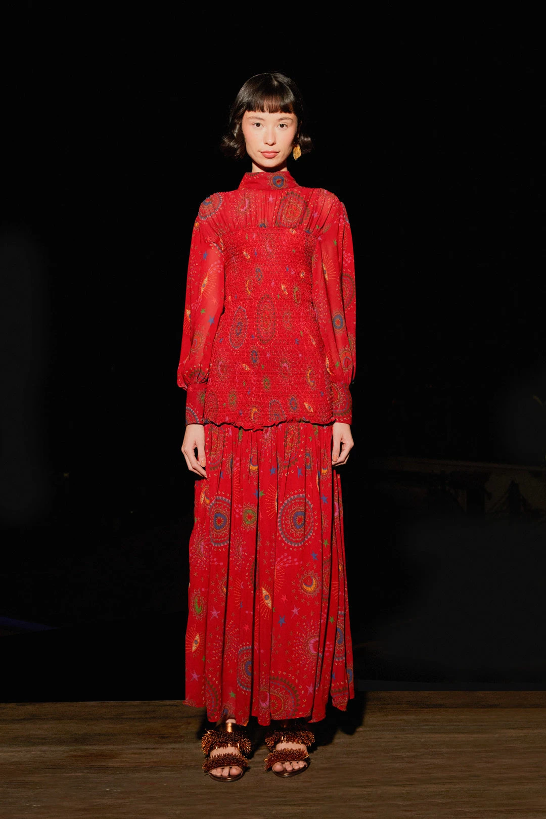 Farm Rio Red Mystic Night Midi Dress 3 Farm Rio Red Mystic Night Midi Dress