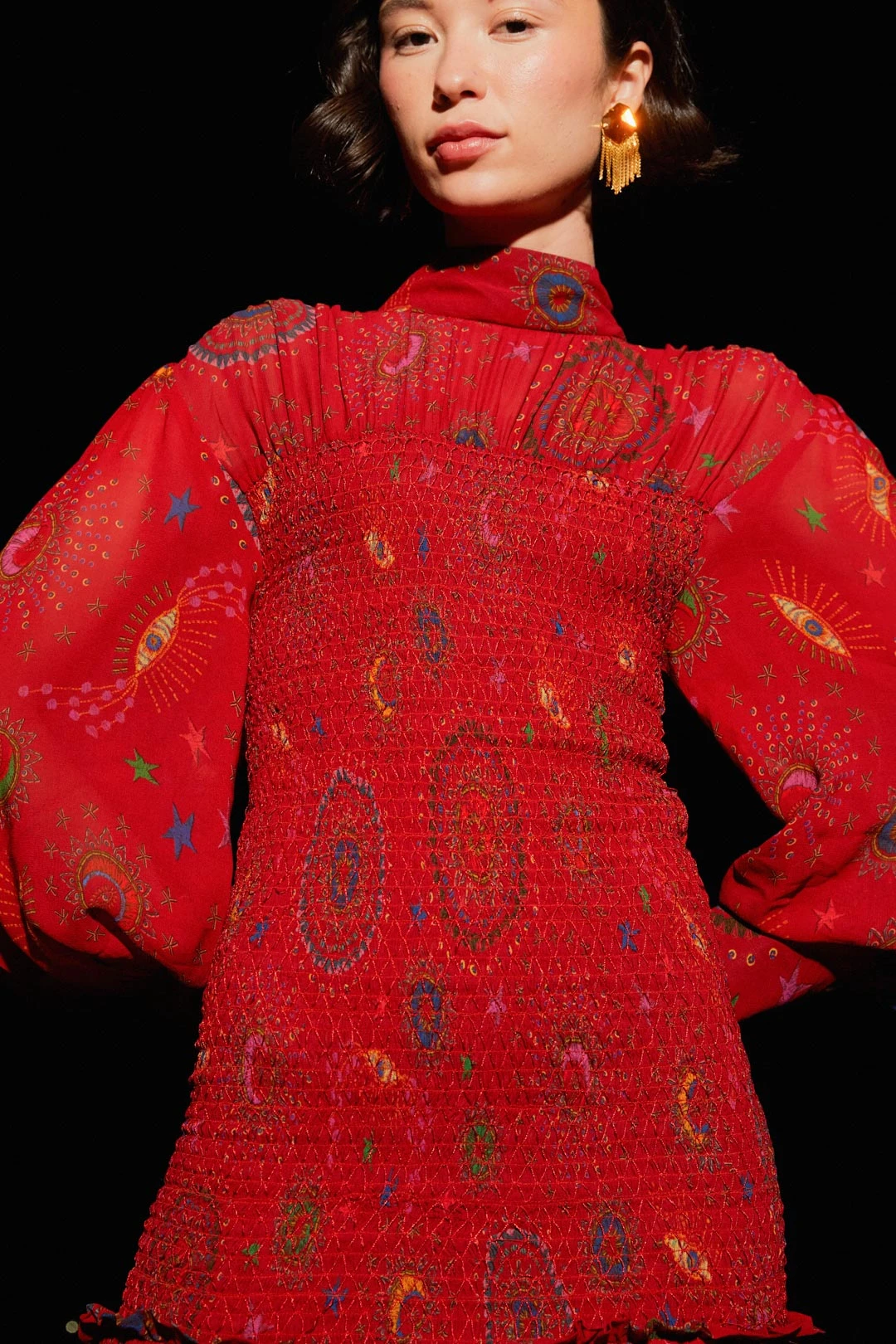 Farm Rio Red Mystic Night Midi Dress 4 Farm Rio Red Mystic Night Midi Dress - Image 2