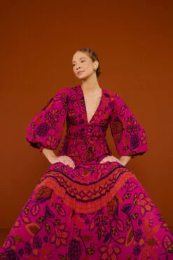 Farm Rio Pink Macaw Forest Maxi Dress