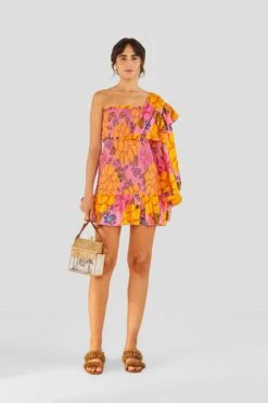 Farm Rio Flowers Garden One Shoulder Mini Dress -Farm Rio Store 303791 01