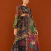 Farm Rio Shiny Mixed Scarves Cut Out Midi Dress 1 Farm Rio Shiny Mixed Scarves Cut Out Midi Dress -Farm Rio Store 303802 01 1