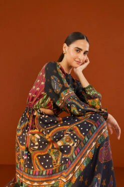 Farm Rio Shiny Mixed Scarves Cut Out Midi Dress 11 Farm Rio Shiny Mixed Scarves Cut Out Midi Dress -Farm Rio Store 303802 05 1