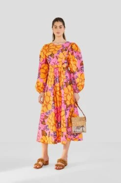 Farm Rio Flowers Garden Organic Cotton Midi Dress -Farm Rio Store 303806 04