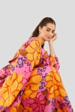 Farm Rio Flowers Garden Organic Cotton Midi Dress -Farm Rio Store 303806 05