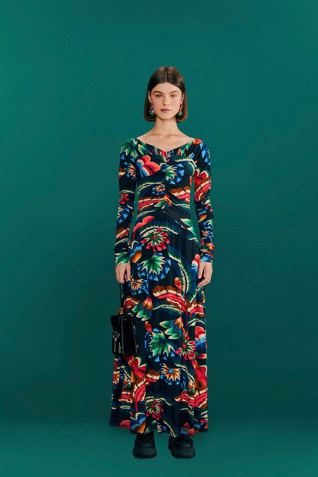 Farm Rio Black Chevron Forest Lenzing™ Ecovero™ Viscose Dress 6 Farm Rio Black Chevron Forest Lenzing™ Ecovero™ Viscose Dress - Image 4