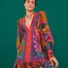 Farm Rio Graphic Foliage Lenzing™ Ecovero™ Viscose Mini Dress -Farm Rio Store 303810 01