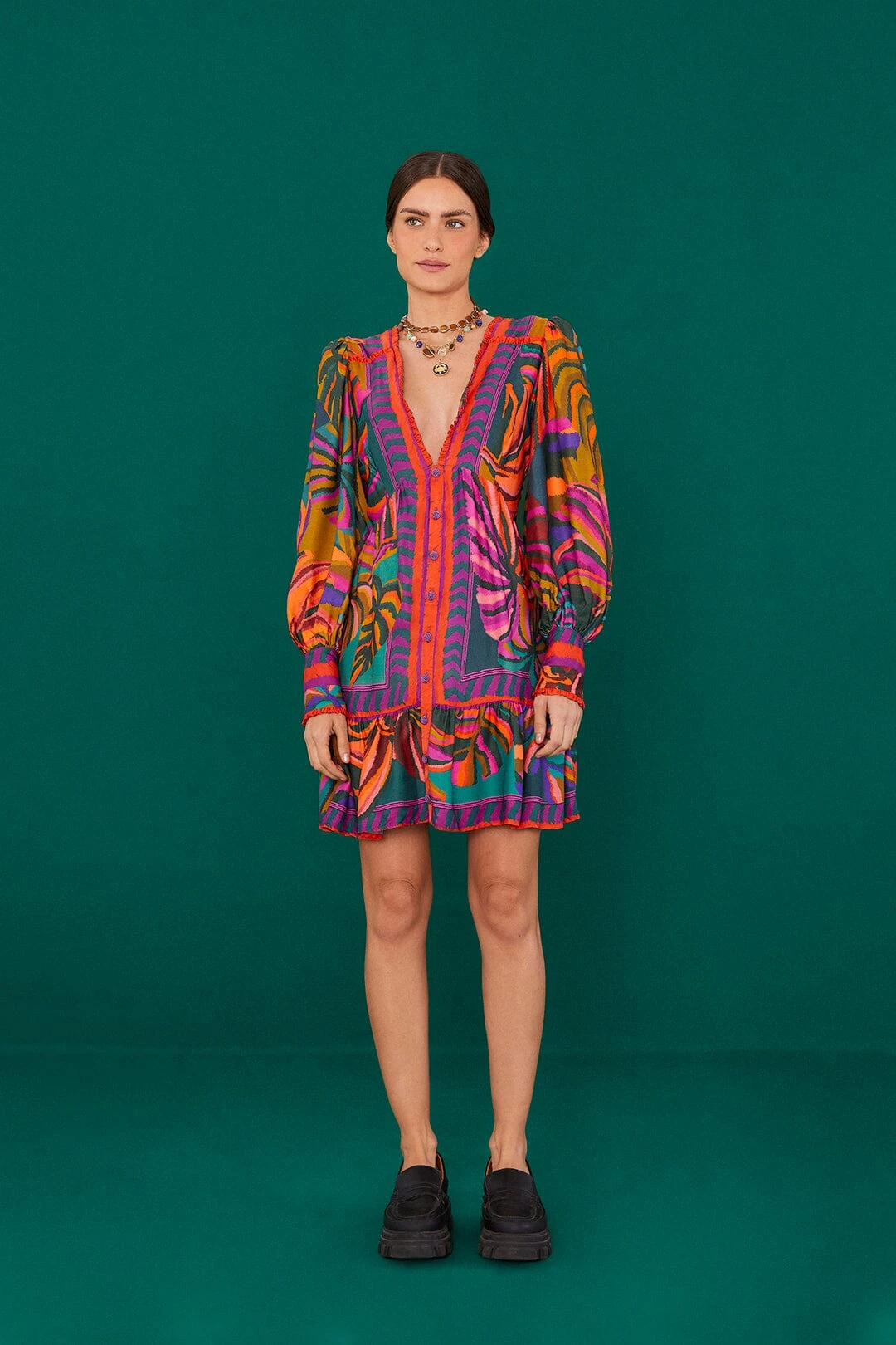 Farm Rio Graphic Foliage Lenzing™ Ecovero™ Viscose Mini Dress 6 Farm Rio Graphic Foliage Lenzing™ Ecovero™ Viscose Mini Dress - Image 4