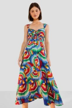 Farm Rio Chevron Toucans Midi Dress