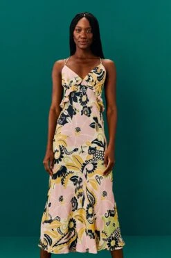 Farm Rio Sand Vintage Forest Lenzing⢠Ecovero⢠Viscose Midi Dress