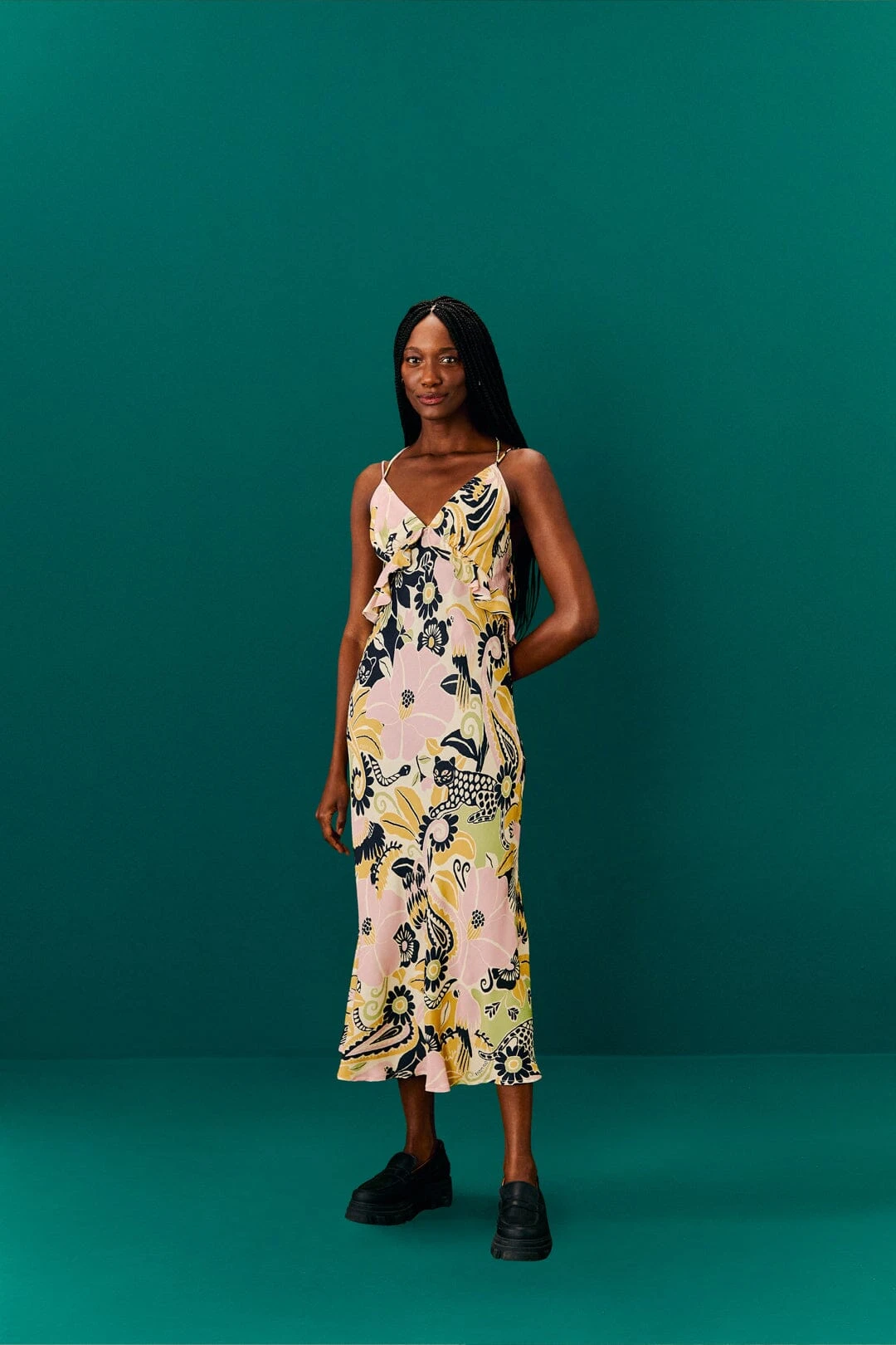 Farm Rio Sand Vintage Forest Lenzing™ Ecovero™ Viscose Midi Dress 4 Farm Rio Sand Vintage Forest Lenzing™ Ecovero™ Viscose Midi Dress - Image 2