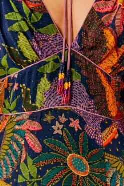 Farm Rio Navy Cool Macaw Midi Dress -Farm Rio Store 303830 05