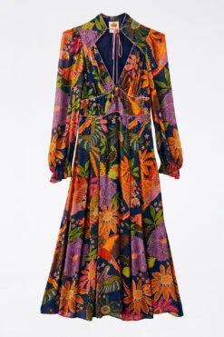 Farm Rio Navy Cool Macaw Midi Dress -Farm Rio Store 303830 06