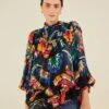 Farm Rio Black Chevron Forest Blouse 2 Farm Rio Black Chevron Forest Blouse -Farm Rio Store 303898 01