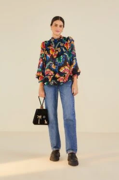 Farm Rio Black Chevron Forest Blouse -Farm Rio Store 303898 02