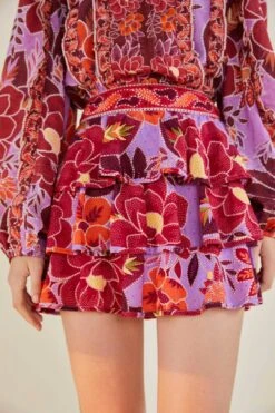 Farm Rio Sweet Floral Layered Mini Skirt -Farm Rio Store 303902 02