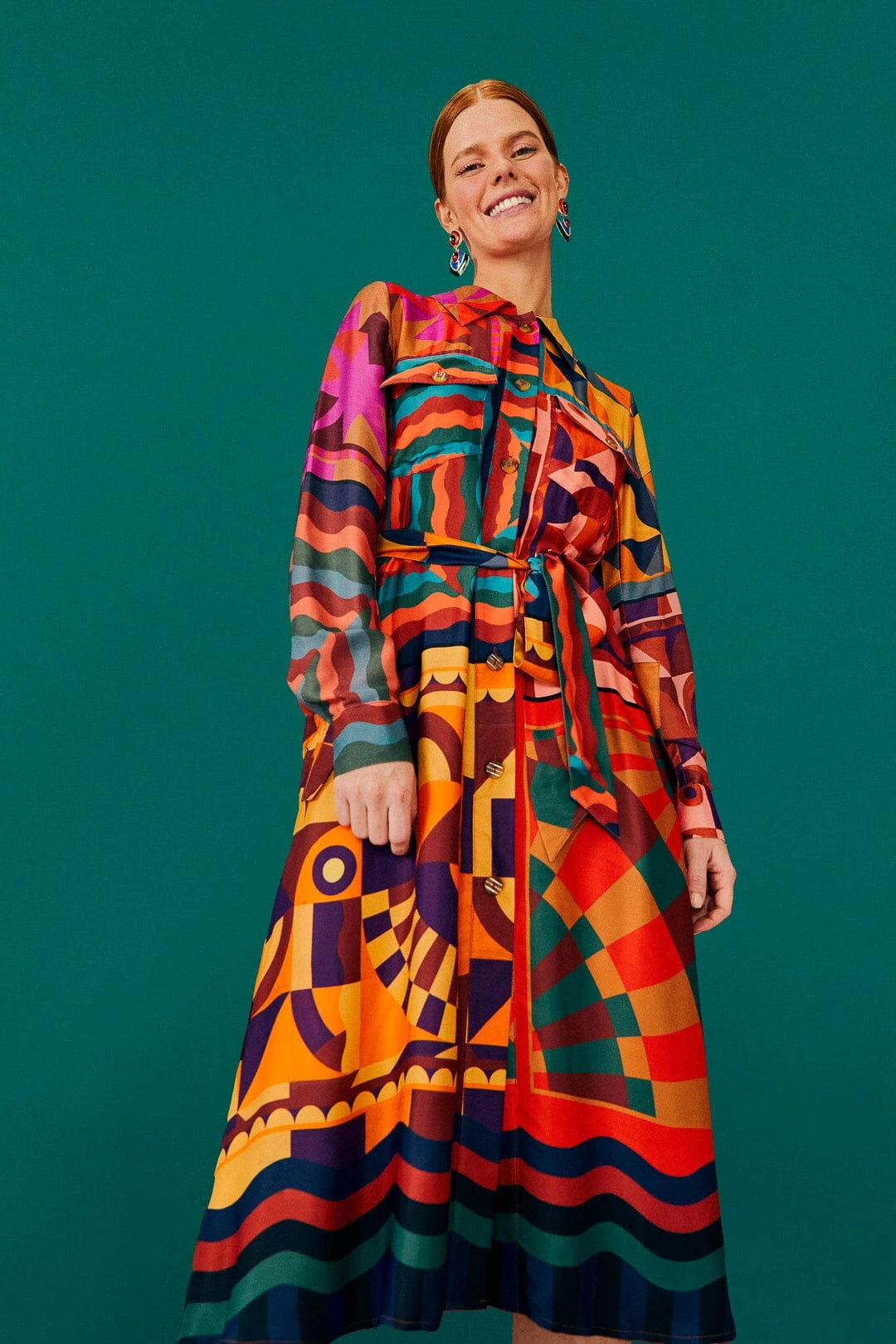 Farm Rio Graphic Scarves Shirtdress 3 Farm Rio Graphic Scarves Shirtdress