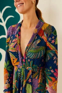 Farm Rio Navy Cool Macaw Maxi Dress 9 Farm Rio Navy Cool Macaw Maxi Dress -Farm Rio Store 303923 03