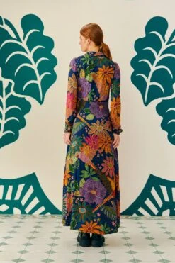 Farm Rio Navy Cool Macaw Maxi Dress 10 Farm Rio Navy Cool Macaw Maxi Dress -Farm Rio Store 303923 04
