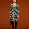 Farm Rio Black Graphic Floral Mini Dress -Farm Rio Store 303926 01