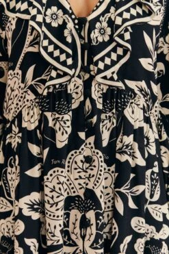 Farm Rio Black Graphic Floral Mini Dress -Farm Rio Store 303926 05