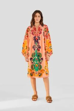 Farm Rio Peach Amulet Midi Dress -Farm Rio Store 303983 04