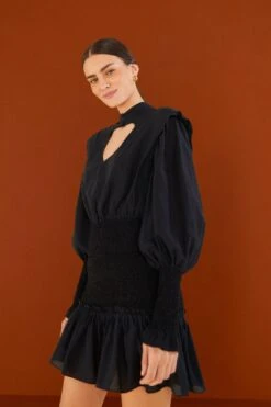 Farm Rio Black Heart Neckline Mini Dress